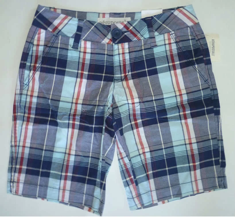 Bermudas a cuadros brillantes AEROPOSTALE para mujer nuevas con etiquetas #8196 Foto 1 de 1
