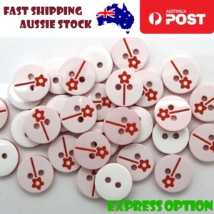 100x 12.5mm 2 Holes Mixed Round Flower Resin Buttons For Clothes Scrapbooking - Picture 1 of 1