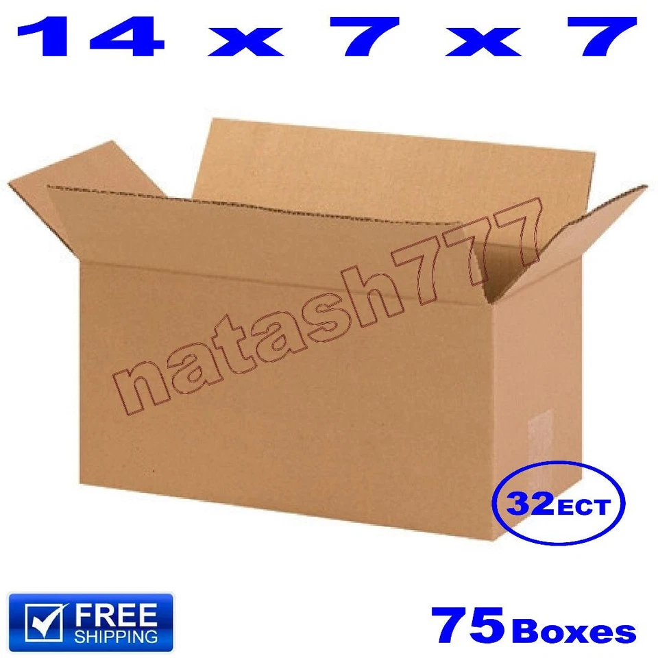75 - 14x7x7 Cardboard Boxes 32-ECT Mailing Packing Shipping Corrugated Carton - Image 1 of 1