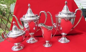 Juego de té de café 1948 patrón Moonbeam de 4 piezas de International Silver Plate - Imagen 1 de 12