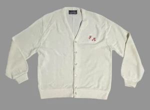 Vintage Robert Bruce Arnold Palmer Pullover Strickjacke langarm weiß groß - Bild 1 von 6