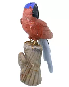 Jasper Lapis Black Onyx Angelite Parrot Carving Carved Bird Agate Base EB3OTH - Picture 1 of 3