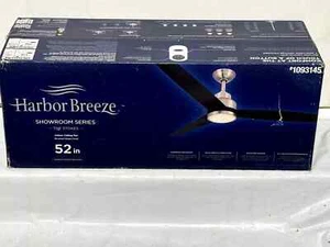 NEW 52" BRUSHED NICKEL CEILING FAN WITH REMOTE, BLACK BLADES, COLOR CHANGING LED - Picture 1 of 9