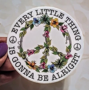 Floral Peace Sign Vinyl Sticker - Picture 1 of 1