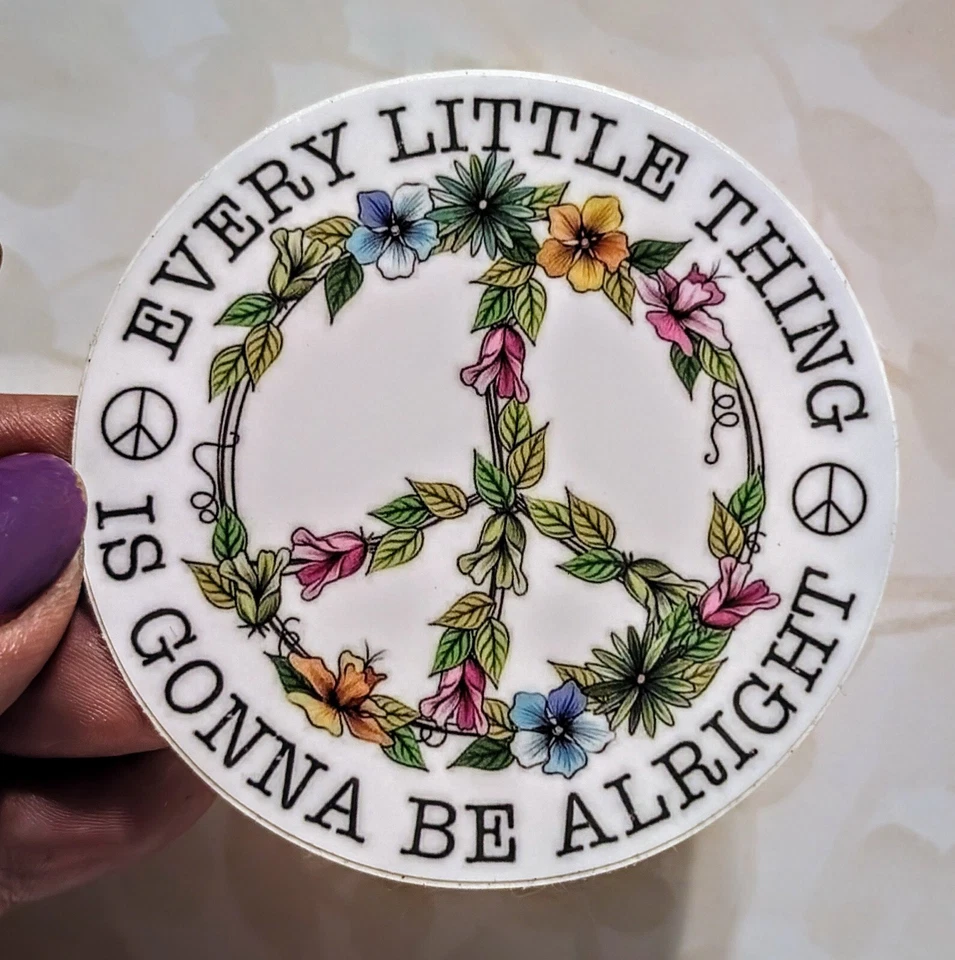 Letrero floral de la paz pegatina de vinilo naturaleza amor paz familia Foto 1 de 1