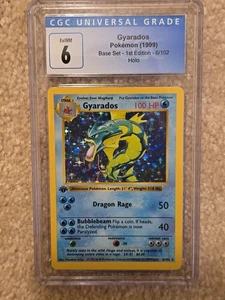 Pokemon Base Set 1999 1st Edition Shadowless Gyarados Holo Rare CGC 6 EX/NM WOTC - Picture 1 of 6