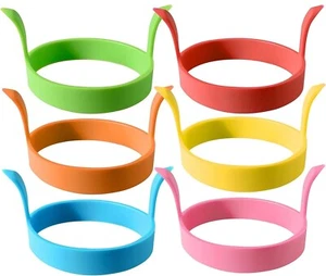 4Pcs SILICONE EGG FRYING RING FRY FRIED POACHER MOULD PERFECT FOR EGGS PANCAKES - Picture 1 of 6