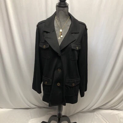 Fashion Bug Utility Jacket Womens Size 2X Black Button Down Pockets Blazer - Image 1 of 4