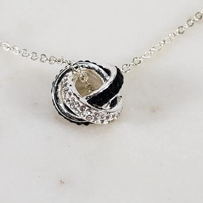 Collar Colgante Swarovski 17" Cristal Interlock Infinito Negro y Plata Transparente Foto 1 de 4