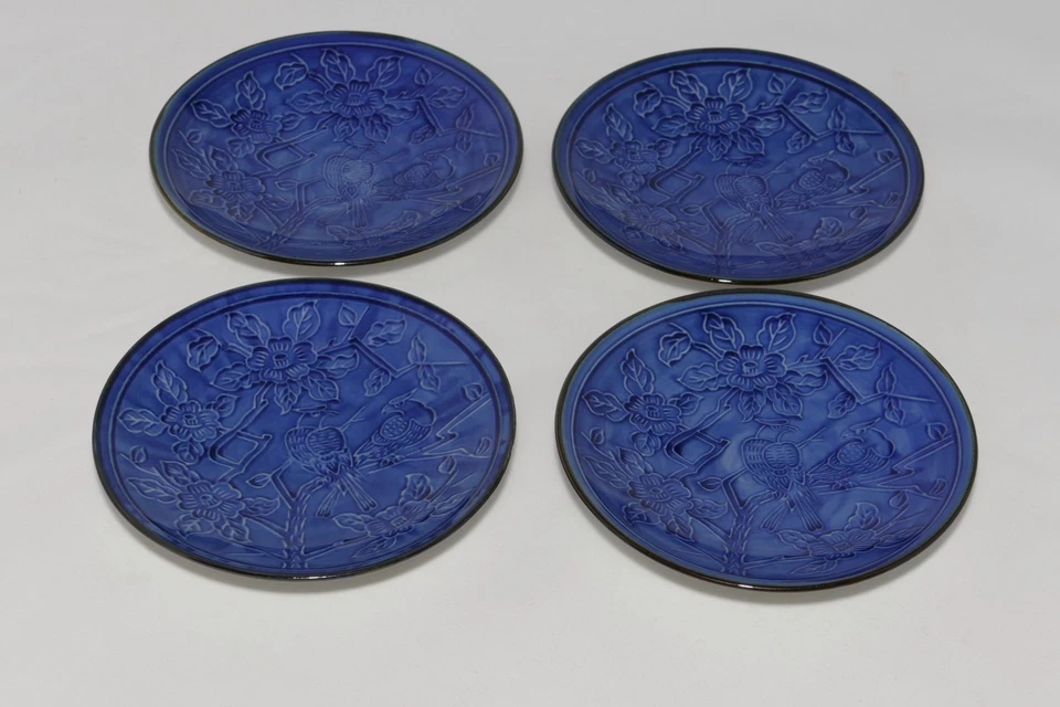 Platillos Japoneses Plato Cuencos Pájaros Azules y Diseño Flor Estampado Hecho en Japón Foto 1 de 1