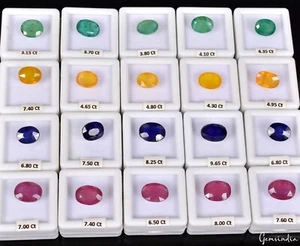 20 Pcs Estate Genuine Semi Precious Loose Oval Cut Multi Gemstone Lot Collection - Picture 1 of 13
