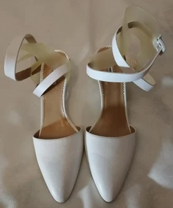 Emporio Armani Pointed toe Ankle Strappy Pump Wedge Shoes White uk 4 eu 37 - Picture 1 of 8