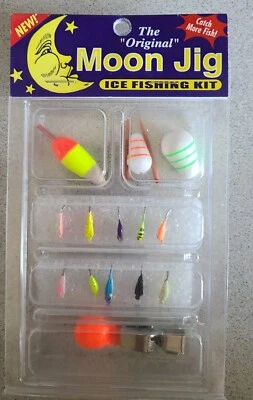16 piece Moon Jig Ice Fishing Kit - Jigs, bobbers and depth finder - Image 1 of 2