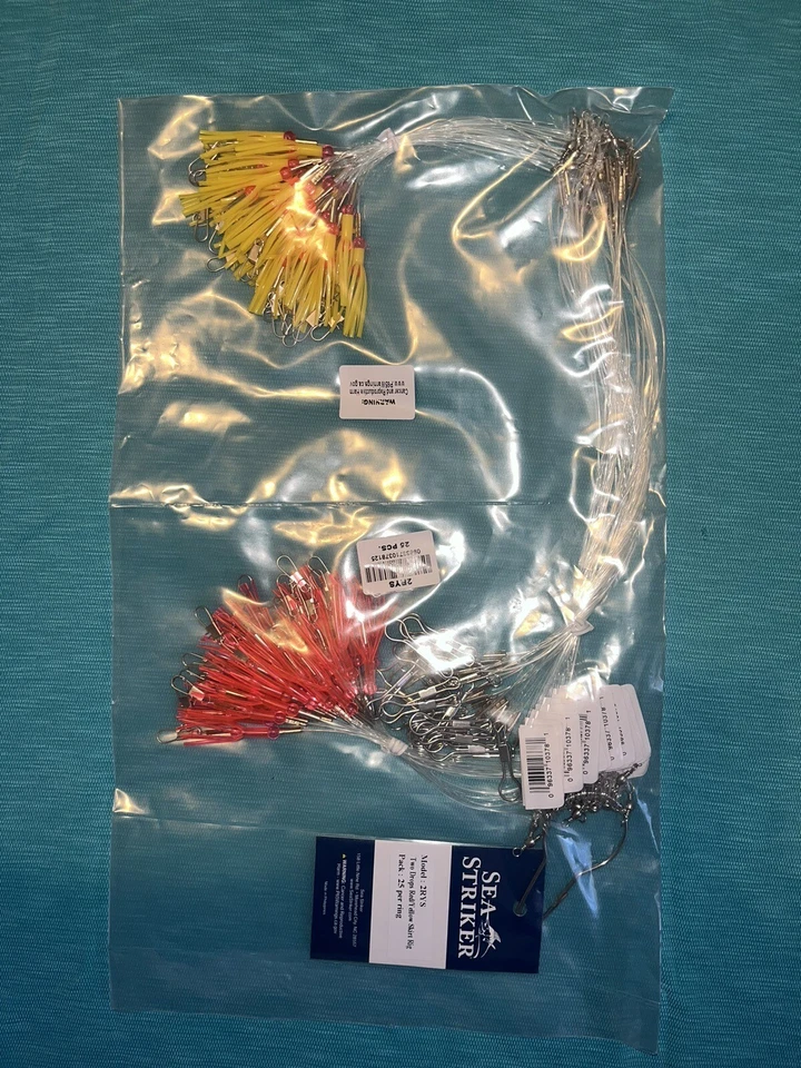 Qty 25 Sea Striker 2RYS Bottom Rig 40 Lb Mono 2-drop Skirts #14 Link Connector - Image 1 of 4