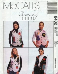 8402 McCALLS MISSES VEST WITH BACK TIES APPLIQUE VARIATIONS UNCUT VTG 1996 - Afbeelding 1 van 2