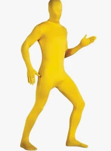Yellow 2nd Skin Morph Suit Body Jumpsuit Adult Men Costume Medium Fits 5'4" - Picture 1 of 3