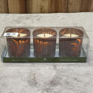 Crackling Wood Wick Jar Trio Citronella Candles New - Picture 1 of 4