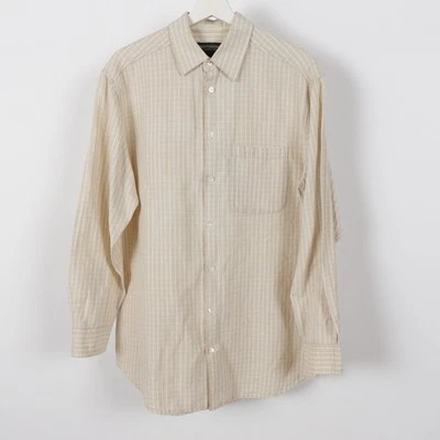 The J. Peterman Company Mens Linen Cotton plaid long sleeve button Shirt Medium - Image 1 of 4