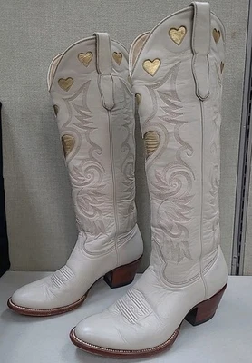 City Boots Bone & Gold Women's Cowboy Boots - Bone Size 9D - Image 1 of 4
