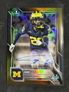 2025 Bowman Chrome University Jyaire Hill Gold Refractor Auto #/50 Michigan - Bild 1 von 2