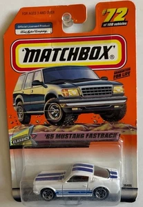 1998 MATCHBOX 1965 Ford Mustang GT White Blue Stripes Loose NRMT Fastback - Picture 1 of 4