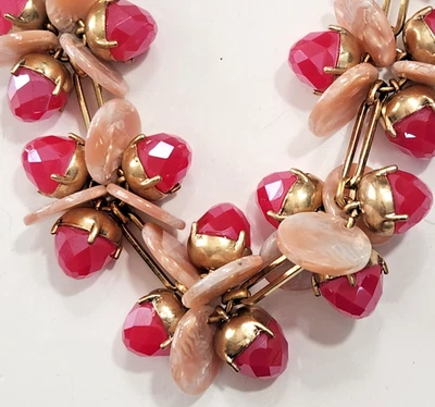 Collar Ajustable Tono Dorado Rosa Caliente Remolino Melocotón Cha Estaciones Declaración Foto 1 de 4