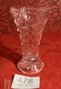 Vintage Pressed Glass German Vase 19 by 9 cm trumpet shape starburst - Picture 1 of 3