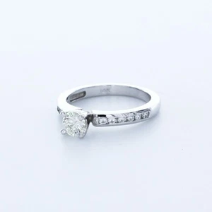 ANILLO ACENTO CLÁSICO ORO BLANCO 14K CORTE REDONDO E/VVS1 DIAMANTE CREADO EN LABORATORIO 1,0 QUILATES - Imagen 1 de 3