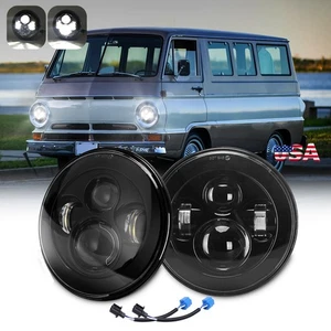 Pair 7" Round LED Headlights Hi-Low For Dodge B100 B200 B300 1975 1976 1977 1978 - Bild 1 von 13