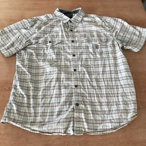 Carhartt Relaxed Fit Shirt Men 2XL Gray Plaid Button Up Pockets Short Sleeve - Picture 1 of 11