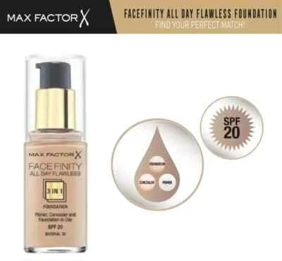Max Factor Facefinity All Day Flawless SPF20 3-in-1 Foundation Natural 50 - 30ml - Image 1 of 4