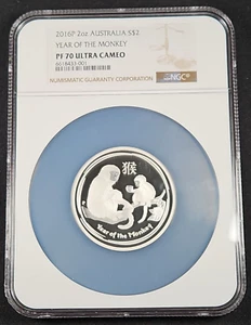 2016 P Australia 2 Dollar Silver two oz Year of the Monkey NGC PF 70 UC - Picture 1 of 8
