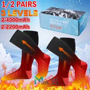 1/2 Pairs Electric Heated Socks Winter Thermal Warm Rechargeable Battery Hunting - Picture 1 of 75