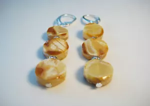 Elegante Genuino Crudo Hermoso Pendiente Ámbar Báltico!!! - Imagen 1 de 3