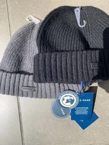 COLE HAAN Beanie Winter Hat NEW W/TAGS GREY & BLACK Lot Of 2 Designer OSFA  - Picture 1 of 6
