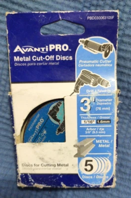 Avanti Pro 3" x 1/16" Metal Cut-Off Discs 5pc Cutting Metal Drill Pneumatic  - Image 1 of 4