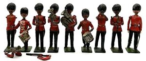 Britains Lead Metal Toy Soldiers British Marching Band Drum Guard Tuba Horn