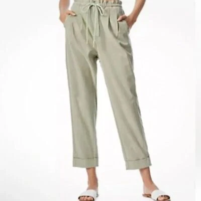 ALICE + OLIVIA Liliana Cuff Pleated Paperbag Pant, Sage Green, Size L/XL - Image 1 of 4