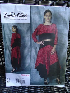  Designer Zandra Rhodes VOGUE PATTERN  Top & Skirt Sizes S-M-L(8-18) Uncut - Imagen 1 de 4