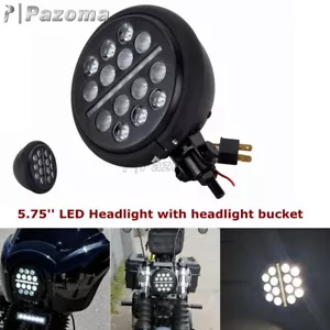 Motorcycle 5.75''Round LED Headlight Chrome Bucket For Harley Dyna Sportster 883 - Picture 1 of 10