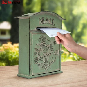 Vintage Rustic Letter Box Post Box Wall Mounted Retro Decorative Metal Mailbox - Picture 1 of 18
