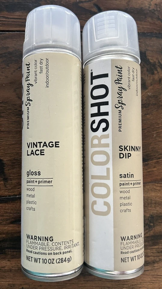 PINTURA EN AEROSOL PREMIUM COLORSHOT | Paquete de 2 - Brillo Vintage Encaje y Satén Skinny Dip Foto 1 de 1