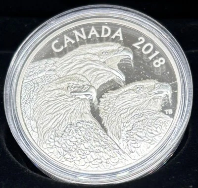 2018 Canada Magnificent Bald Eagles 1oz .9999 Fine Silver Coin w OGP & COA - Image 1 of 4