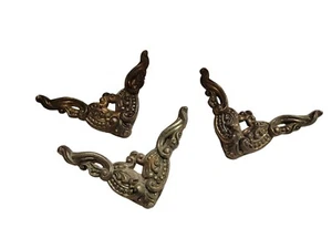 (3) Antique Brass Accent Wall Decor Filigree Ornate Hardware Metalware - Picture 1 of 7