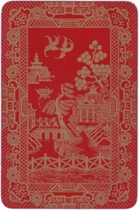 Playing Cards 1 Single Card Old Vintage Narrow Lacquer JAPANESE GARDEN + BIRDS B - Picture 1 of 3