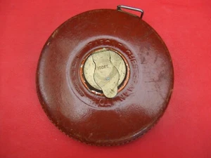 Vintage 100 FT RABONE CHESTERMAN Leather Cased Steel Tape Measure - Picture 1 of 5