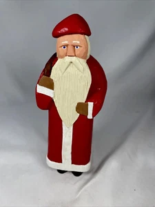 Babbo Natale Vintage 7” T Legno Curato Dipinto a Mano Legno Babbo Natale - Foto 1 di 9