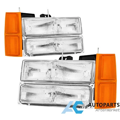 For 94-98 Chevy C/K 1500 2500 3500 Silverado Headlights Bumper Signal Lamps 8Pcs Foto 1 de 4