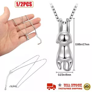 18" Chain 925 Sterling Silver Cute Cat Kitty Pendant Necklace Women Gift Charm - Picture 1 of 12