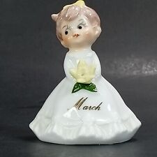 Lefton Miniature Bone China Girl Figurine Month of March Vintage 2" Tall